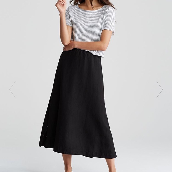 black linen midi skirt